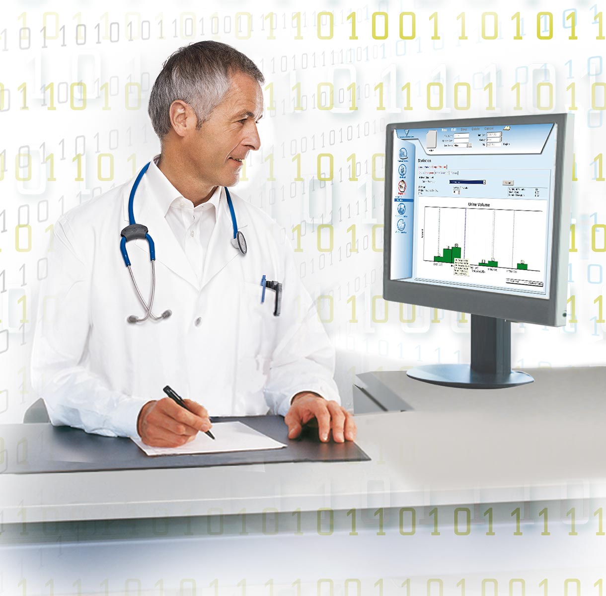 Médico mirando los datos en un monitor